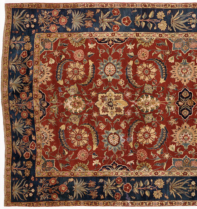 Carpet with Scrolling Vines and Blossoms, Silk (warp and weft), pashmina wool (pile); asymmetrically knotted pile